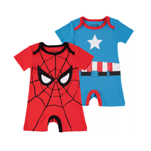 NEW Marvel Spiderman &amp; Captain America Rompers Set of 2 Bodysuits size 24 months - £10.35 GBP