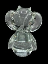 Vintage Clear Art Glass Owl Paperweight Figurine Wings Hand Blown 3.5&quot; - £8.13 GBP