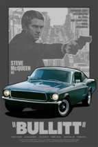 Bullitt Steve McQueen Yvan Quinet Movie Variant Poster Giclee Print 24x36 Mondo - £110.90 GBP