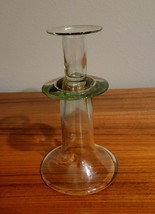 POTTERY BARN Pale Green Glass Candlestick Holder 8&quot; - £13.90 GBP