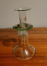 POTTERY BARN Pale Green Glass Candlestick Holder 8&quot; - £13.99 GBP