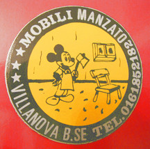 Vintage Mickey Mouse Carpenter Beef Furniture Biellese Sticker Sticker- Show ... - £10.69 GBP