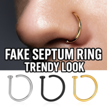 1pc Fake Nose Ring Clip Non Piercing Stainless Steel Septum Jewelry Unisex - €6,31 EUR