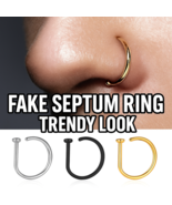 1pc Fake Nose Ring Clip Non Piercing Stainless Steel Septum Jewelry Unisex - $134.32 MXN