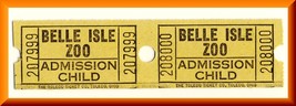 2-Vintage Belle Isle Zoo Tickets, Detroit, Michigan/MI, Child Admission - $4.00