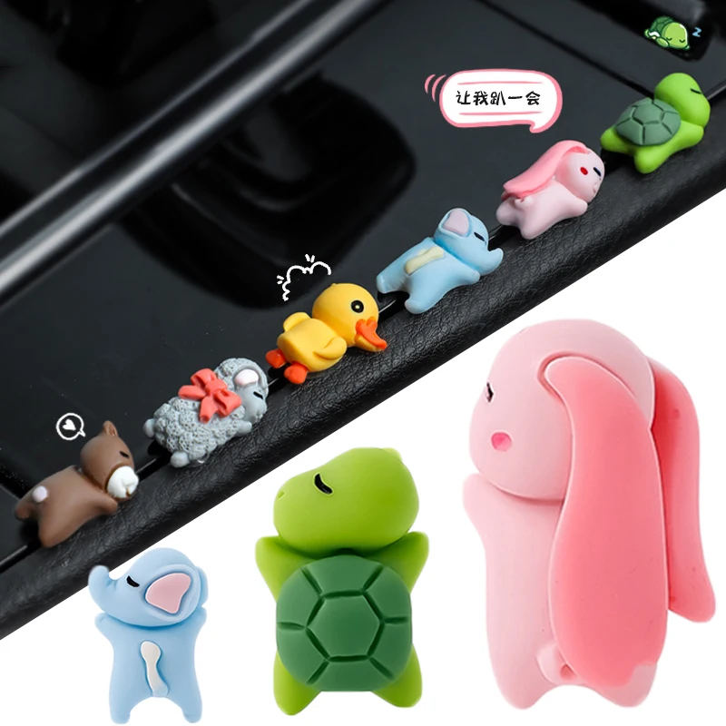 Cute Sleeping Animal Car Dashboard Ornaments Mini Cartoon Toy Car Motorc... - $12.50+