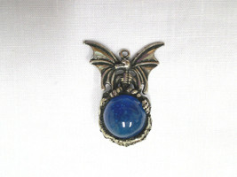 Dino Baby Terradactyl Encrusted Light Blue Gem Orb Ball Adj Cord Necklace - £11.00 GBP
