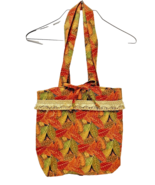 Handmade Craft Tote Bag Fall Colors Multipockets Inside Double Handle 14... - £12.67 GBP