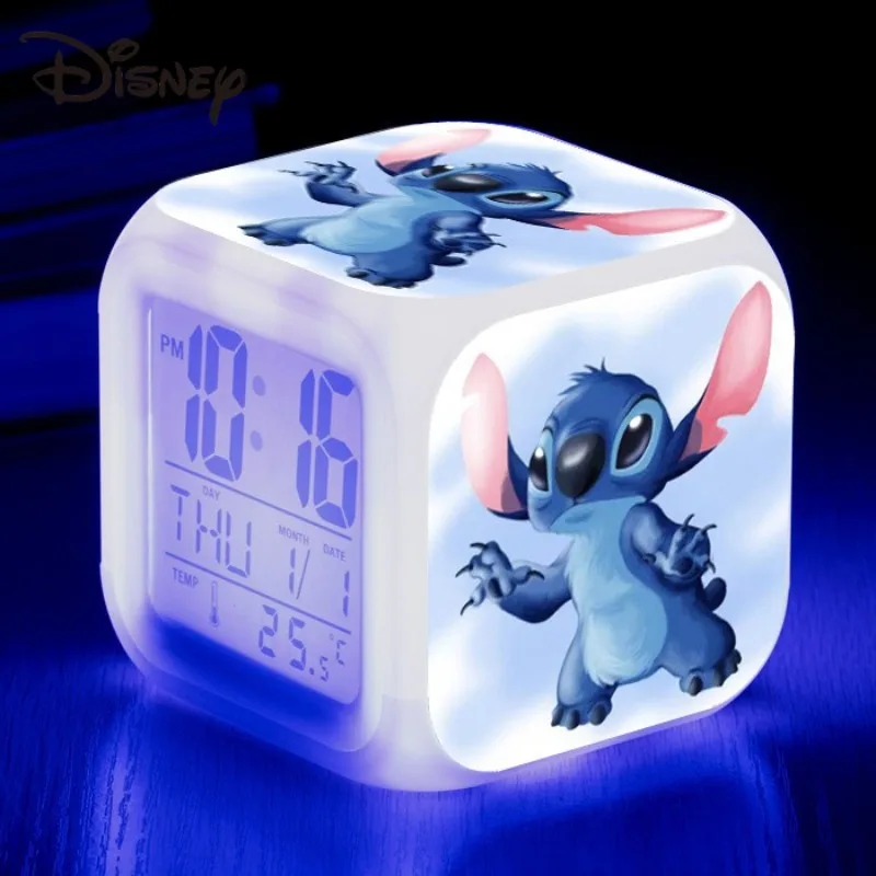 Lilo and Stitch Disney Alarm Clock Kawaii Cartoon Anime -8x8x8CM Stitch-07 - $10.52
