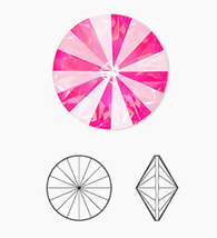 18mm Crystal Ultra Pink AB Swarovski Chaton Rivoli Beads 1122, 2 - $6.75