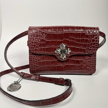 Patricia Nash Leather Oxblood Croc Embossed Crossbody 10th Anniversary - $922.45 MXN