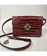 Patricia Nash Leather Oxblood Croc Embossed Crossbody 10th Anniversary - $922.49 MXN