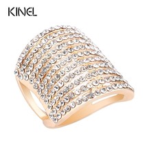 Senior Jewelry Covered With Austrian Crystal Gold Ring Hyperbole Rings For Women - £7.15 GBP