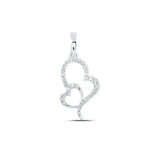  10K White Gold Round Diamond Heart Nicoles Dream Collection Pendant 1/6 ctw - £385.58 GBP