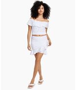 MSRP $60 Bar III Women Tie-Waist Ruffled Eyelet Mini Skirt White Size 2XL - $413.84 MXN
