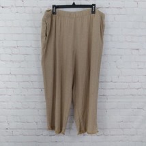Susan Graver Pants Womens XL Beige Linen Fringe High Rise Pull On Cropped Capri - £21.19 GBP