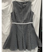 Karl Lagerfeld Dress Black White Polka Dot A-Line Retro Midi Lace Trim W... - $658.39 MXN