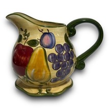 Home Trends GRANADA Autumn Fall Colors Fruit Green Trim Footed 96 oz Pitcher - £41.10 GBP
