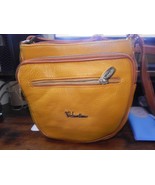 NEW Valentina Womens YELLOW  /Tan Leather Crossbody Gold Adjustable Strap - €75,72 EUR