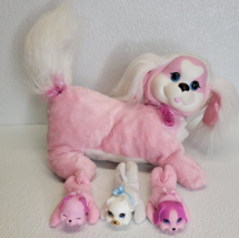 Puppy Surprise 2014 Just Play Pink Mom Dog Plush with 3 Puppies Pink White - £6.56 GBP