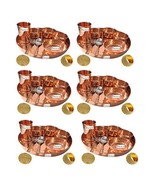 Set of 6 Prisha India Craft Handmade Indian Dinnerware Pure Copper Thali... - £261.76 GBP