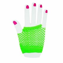 Neon Tone Fishnet Finger less Wrist Gloves Sleeves Punk Fashion Costume - Green - £3.39 GBP
