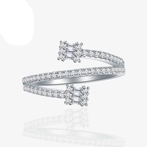 Simple CZ Triple Layers 925 Sterling Silver Adjustable Ring - £45.51 GBP