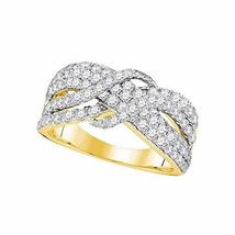14kt Yellow Gold Womens Round Pave-set Diamond Crossover Strand Band 1-1/2 Cttw - £1,324.48 GBP