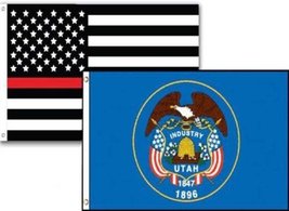 3x5 USA Thin Red Line Utah State 2 Pack Flag Wholesale Set Combo 3x5 BEST Garden - £7.89 GBP