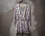 Sadie &amp; Saga Mini Dress Size XS V Neck Faux Wrap Long Sleeved Floral Boh... - £19.36 GBP
