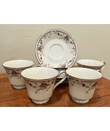 Noritake Ivory China Adagio Porcelain Set of 4 Footed Cups &amp; Saucers - £29.98 GBP