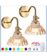 Vintage Glass Sconces, Battery Operated Wall Light with Remote, Recharge... - $1,089.45 MXN