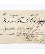 1914 Kineo Trust Company Bank Check E.A. Sampson Dover Maine Signed 6280... - $27.22 CAD