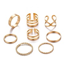 9 Pcs/Set Fashion Gold Silver Color Crystal Rings Set For Women 2021 Boho Punk V - £7.14 GBP