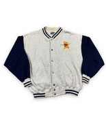 Vtg Disney Pooh Oh Bother Varsity Snap Jacket Embroidered Gray Navy Blue... - £37.68 GBP