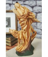 Large 15&quot;H Full Moon Howling Spirit Wolf Bust Faux Wood Statue Timberwol... - $82.00 CAD