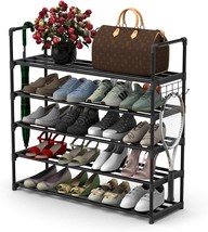 Hsscblet 5 Tiers Metal Shoe Rack,Adjustable Shoe Shelf Storage Organizer, Black - £37.56 GBP