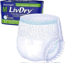 LivDry Adult Incontinence Underwear, Extra Absorbency Medium 17 Count - $30.86