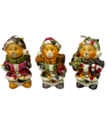 Vtg Ceramic Santa Teddy Bear Ornaments Set of 3 | 3.5&quot; Hanging Christmas... - €12,88 EUR