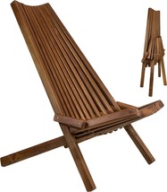 CleverMade Tamarack Folding Wooden Outdoor Chair -Stylish Low Profile, Cinnamon - £126.65 GBP