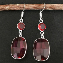 925 Sterling Silver Ruby Silver/ Gold / Rose Gold Plated Earrings Women - £20.07 GBP+
