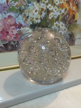 Vintage Controlled Bubble Large 5&quot;  Handblown Clear Glass Paperweight - $55.00