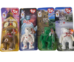 TY Beanie Babies Britannia Glory Erin McDonalds Maple International Bear Set X 4 - £24.59 GBP