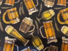 Beer Mug Glass Hops Barley Drinks Print 100% Cotton Fat Quarter 18&quot;x22&quot; NEW Mask - £5.31 GBP