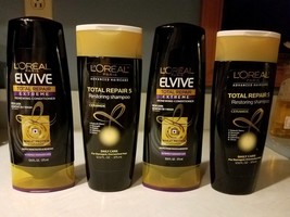 Lot of 4 Loreal Paris Elvive Total Repair-2 Shampoos &amp; 2 Extreme Conditioners - £16.50 GBP