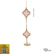 10K Gold Pink Porcelain Van Cleef Inspired Bracelet - £199.58 GBP
