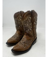 Wildflower Bluebonnet Kids Girls Brown Embroidery Cowboy Boots Size 13 - $744.21 MXN