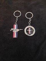 Ford Mustang Logo Silver Metal Keychain Key Chain round only - $9.85