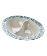 Divided Bowl Serving Vegetable Blue Purple Flowers Japan VTG - $278.12 MXN