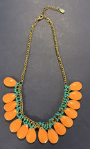 Unique Large Orange Tear Drop Shaped Bead Necklace 20-24 Inch - $207.34 MXN